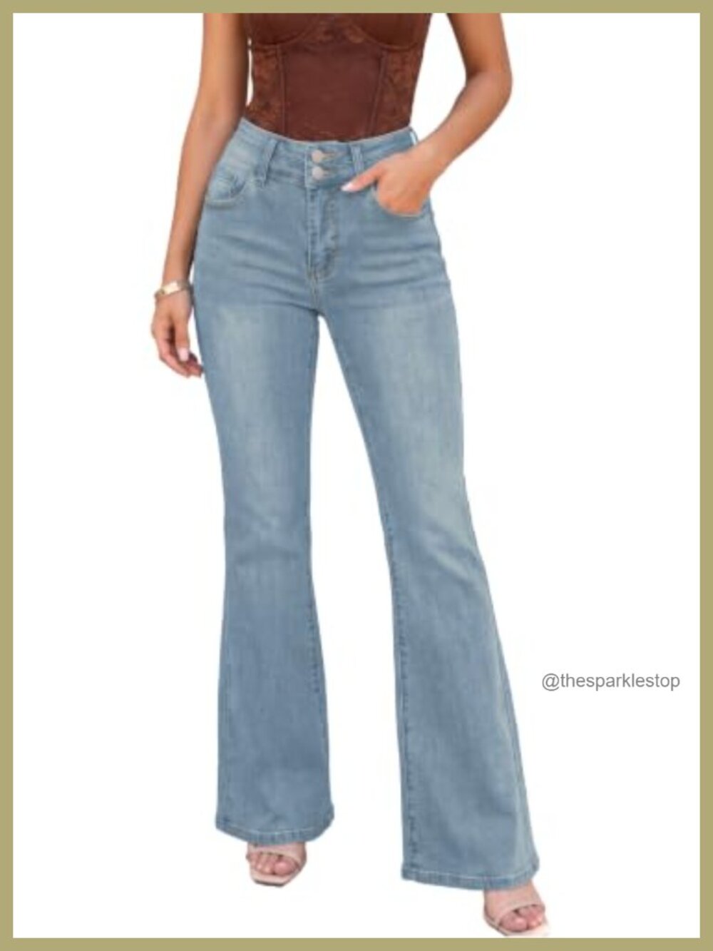 High Waisted Bootcut Jeans Stretchy Shaping Curvy Denim